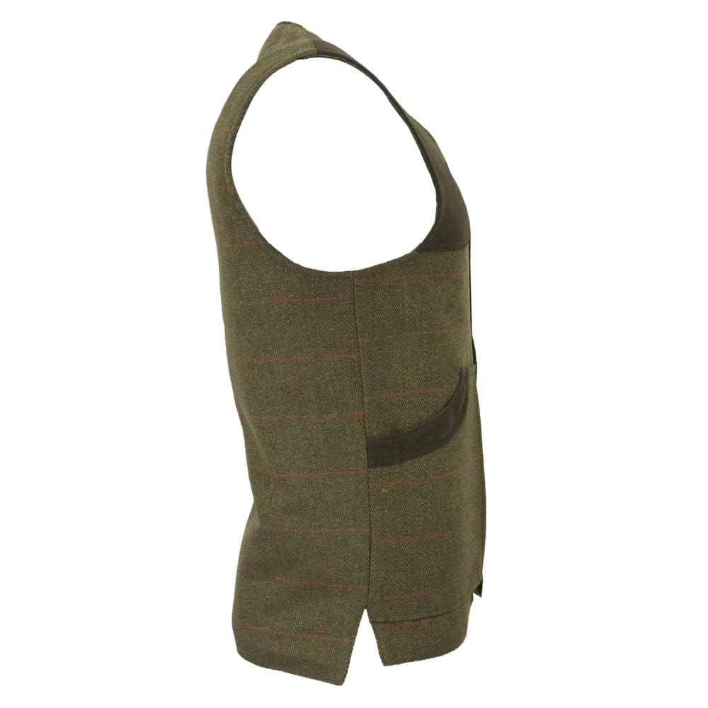 Men's Derby Tweed Winston Waistcoat in Dark Sage, back