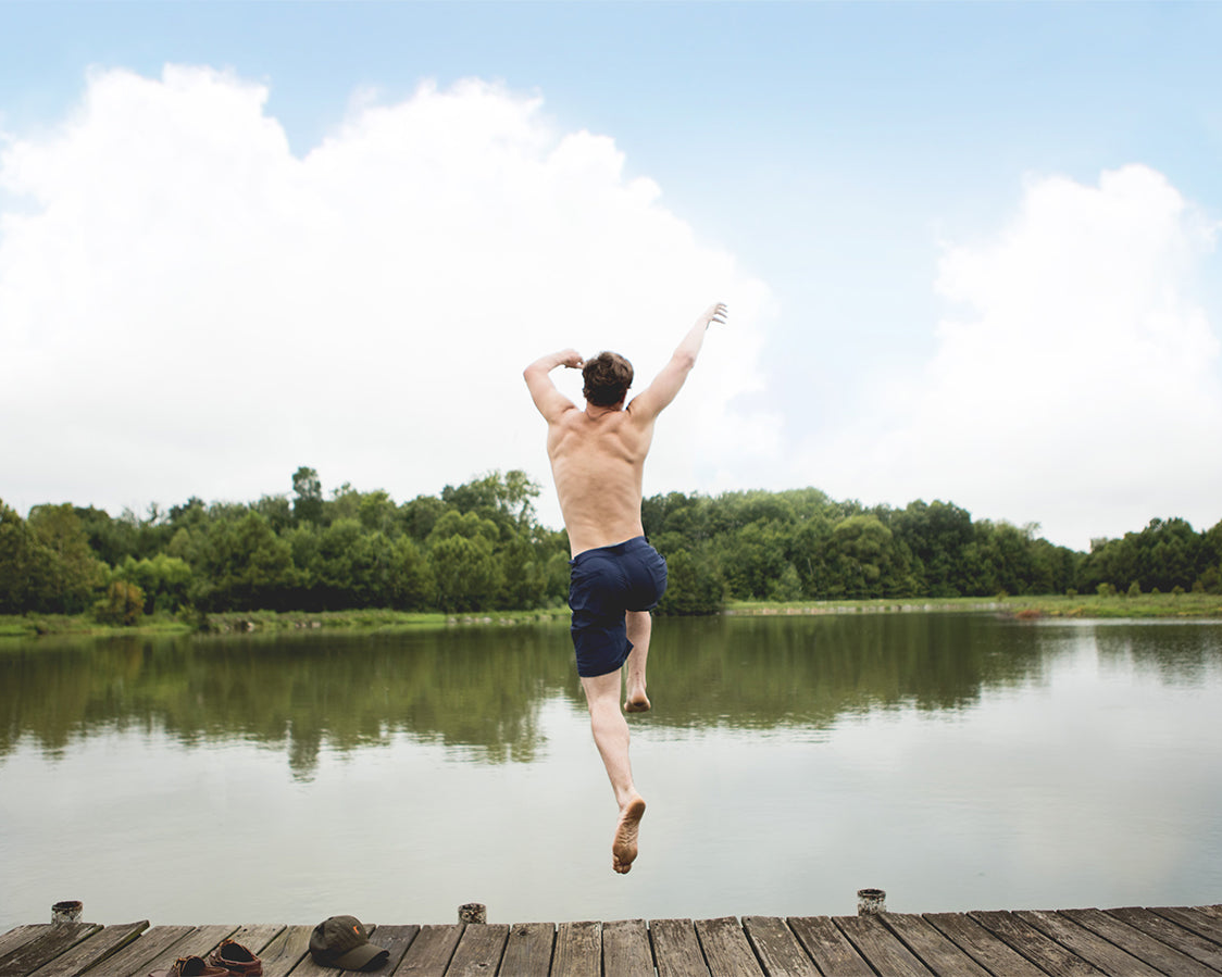Jumping into the water