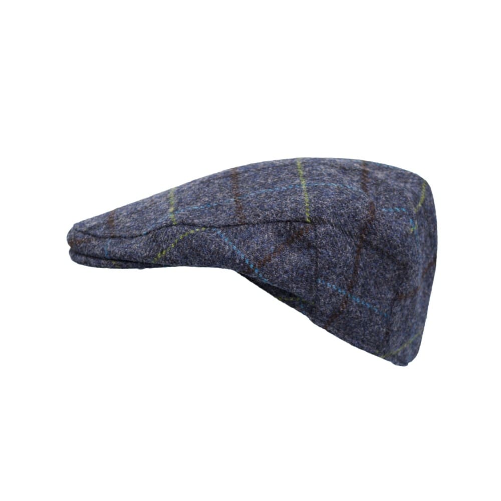 Abraham Moon Tweed Alfred Flat Cap in Royal Navy, back